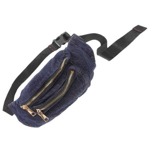 FRCOLOR Leichter Denim Bauchtasche Tragbare Umhängetasche für Damen Verstellbare Gurt Jeans Tasche für Reisen und Sport Dunkelblau von FRCOLOR