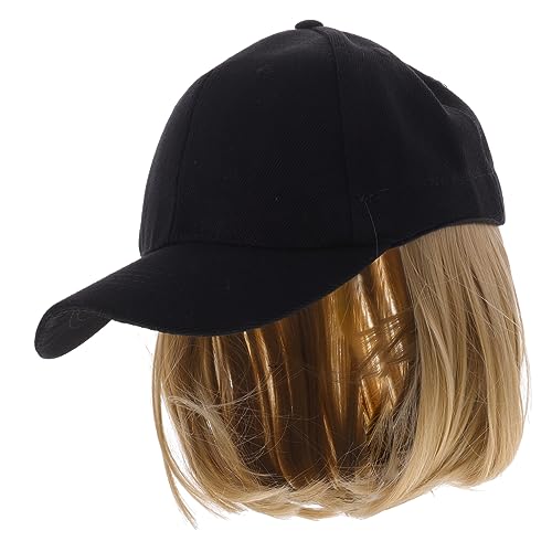 FRCOLOR Leinwand Hut Perücke goldener Hut glatte haarperücke blonde Perücke Perückenhut für schwarze Frauen Mütze mit Haaren für Frauen kurze Baseballkappe Haarschmuck für Frauen Haarkappe von FRCOLOR