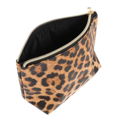 FRCOLOR Leopardenmuster Kosmetiktasche Für Frauen Große Tragbare Make-up Tasche Aus Pu Praktischem Reißverschluss Für Reisen Alltag Und Büro Stilvolles Design Rotbraun von FRCOLOR