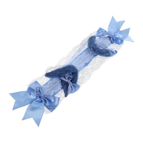 FRCOLOR Lolita Haarreif mit Katzenohren und Schleife Vintage Spitzen headband Eleganter Maid stil Kawaii Cosplay Haarschmuck für Frauen und Mädchen Halloween Party Zubehör von FRCOLOR