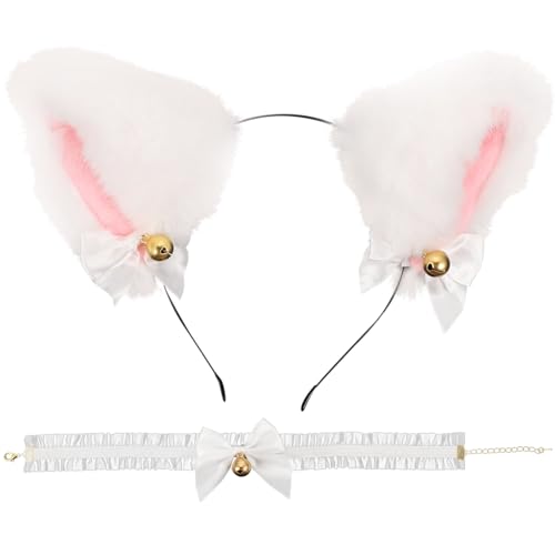 FRCOLOR Lovely Cat Ears Haarreif Set Mit Glöckchen-halskette Cute Cosplay Haaraccessoires Für Karneval Halloween Und Partys Süßem Schleifen-design Und Weichem Material FRCOLOR Lovely Cat Ears Haarreif Set Mit Glöckchen-halskette Cute Cosplay Haaraccessoires Für Karneval Halloween Und Partys Süßem Schleifen-design Und Weichem Material von FRCOLOR