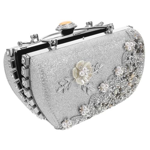 FRCOLOR Abendclutch Mit Perlen, Glitzerndem Strass-finish Und Floraler Metallverzierung, Kompakt Und Geräumig Für Damen-hochzeits- Und Gala-accessoires von FRCOLOR