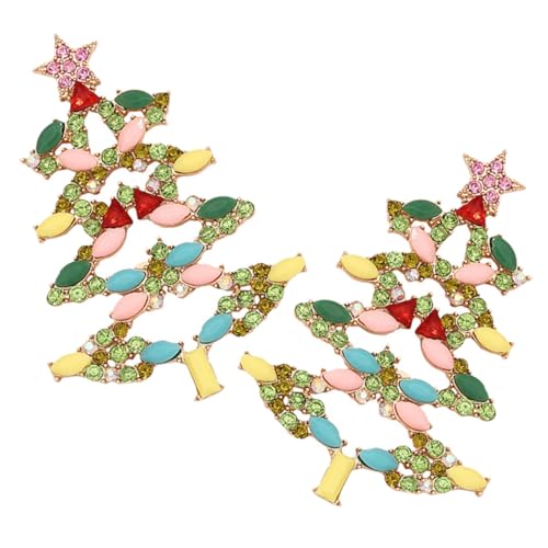 FRCOLOR Luxuriöse Weihnachtsohrringe mit Farbigen Strasssteinen Leichte Schicke Ohrhänger für Damen Festlicher Schmuck Elegantes Design für Weihnachtsfeier und Festliche Anlässe von FRCOLOR