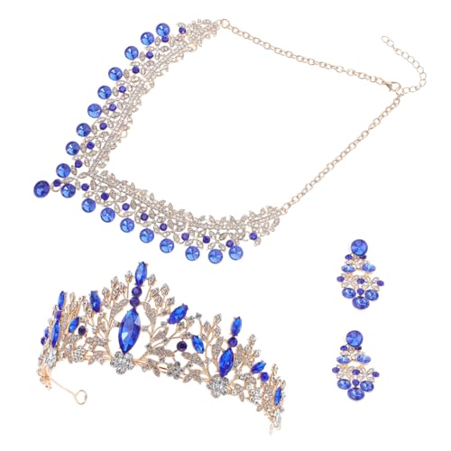 FRCOLOR Göttinnenkrone Mit Strasssteine Halsketten Und Ohrring-set Für Damen Hochzeitsschmuck-sets Brautschmuck Für Damen Ohrhänger Schmuck Für Partys Und Formelle Anlässe von FRCOLOR