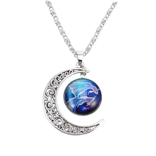 FRCOLOR Mädchen Halskette Mond-Stern-Halskette Perlen Trendy Sternzeichen Halskette Sternzeichen Charme Nacken-Accessoire Halsschmuck Halskette mit Sternbildern für Mädchen Legierung von FRCOLOR