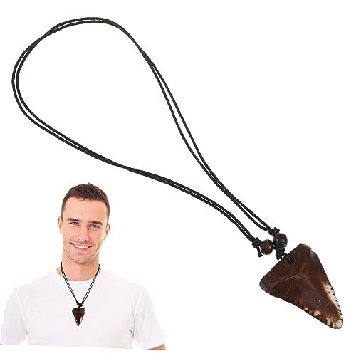 FRCOLOR Haifischzahn Halskette für Herren Strandhalskette Handgewebtem Resin Retro Halsschmuck Halskette für Männer für Jungen von FRCOLOR