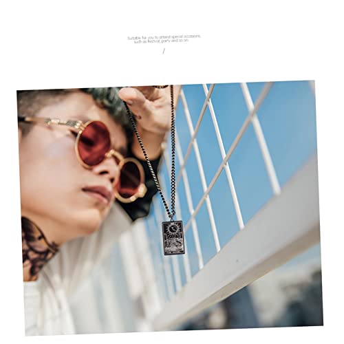 FRCOLOR Männer Halskette mit Tarot Anhänger aus Schwarzer Pulloverkette Religiöses Design Verarbeitung Modischer Schmuck für Alltag und von FRCOLOR