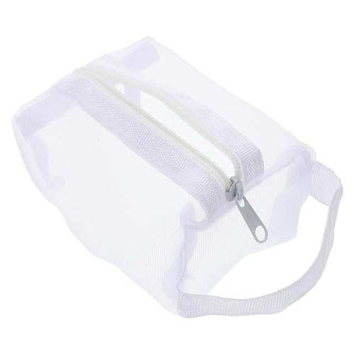 FRCOLOR Netz-Make-up-Tasche Mit Reißverschluss Kleine Aufbewahrungstasche Aus Netzmaterial Für Kosmetik Und Beauty-Produkte Tragbar Weiß Organizer Für Reisen Und Alltag von FRCOLOR