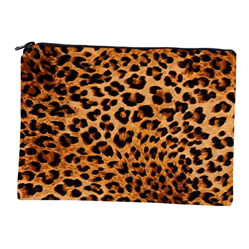 FRCOLOR Quadratische Kosmetiktasche Reise-kulturbeutel Für Männer Leoparden-Kosmetiktasche Tragbarer Kulturbeutel Schminksets Für Damen Fräulein Leopardenmuster Make-up-Box Polyester von FRCOLOR