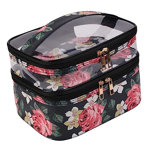 FRCOLOR Tragbare Kosmetiktaschen Kompakte Reise-Make-up-Tasche Für Frauen Stabiler Reißverschluss Make-up-Organizer Mit Großer Kapazität Rose von FRCOLOR