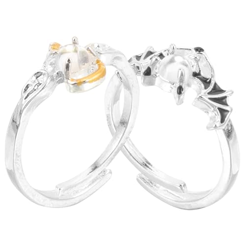 FRCOLOR Matching Ringe für Teufel Partner Ringe mit Mondstein Luxuriöses Design Edle Verlobungsringe für Damen und Herren Stilvolle Freundschafts und Liebesringe von FRCOLOR