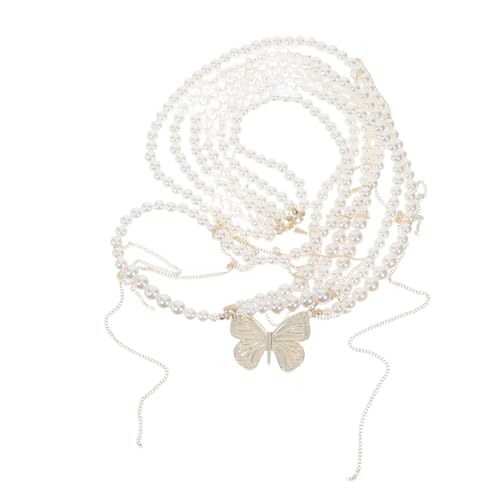 FRCOLOR Mehrlagige Perlen-waistchain mit Verstellbarem Verschluss Langlebige Mehrschichtige Perlen-bauchkette für Damen Elegantes Body Jewelry für Abendkleider Strand Hochzeit und von FRCOLOR