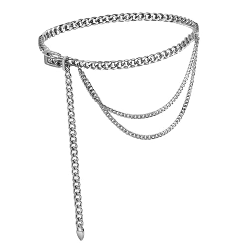 FRCOLOR Mehrschichtiger Metall Kettengürtel Damen Einstellbar mit Herzanhänger Stilvolle Taillenkette für Kleider Jeans Body Chains Modeschmuck Accessoire von FRCOLOR