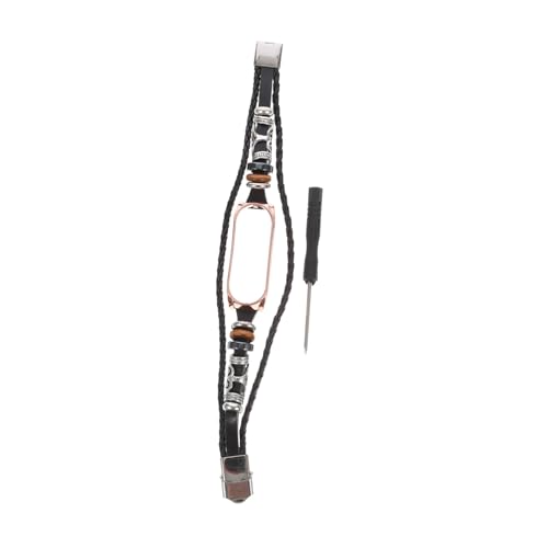 FRCOLOR Metal Perlen Armband Kompatibel Retro DIY Ersatzarmband Metall Ethno Stil Schwarzes mit Roségoldgehäuse Verstellbar Komfortabel für Damen und Herren von FRCOLOR