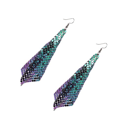 FRCOLOR Metallic Quasten Ohrringe Damen Geometrisch Ohrhänger Leicht Aluminium Material Bunte Glitzernde Party Schmuck von FRCOLOR