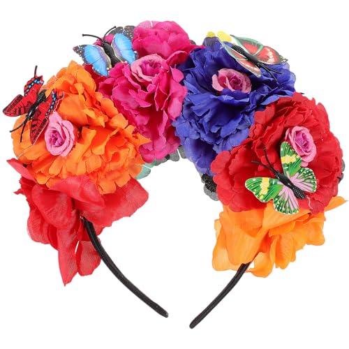 FRCOLOR Blumen Haarreif Blau Mexiko Schmuck Tag Stirnband Mexikanische Blumenkrone Stirnband Rose Blumenkrone Kopfschmuck Sombrero Haarreif Sombrero Haarreif Blumen Kopfbedeckung Fasching von FRCOLOR