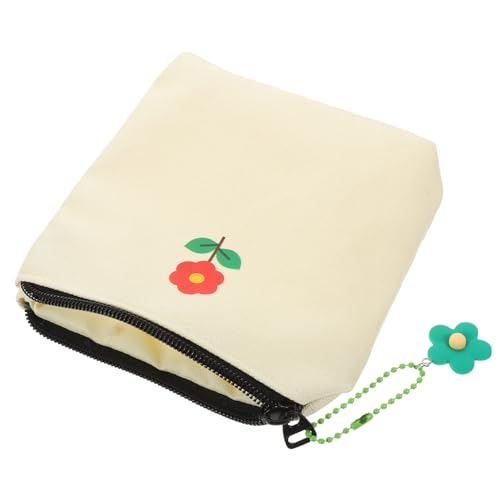 FRCOLOR Mini Aufbewahrungstasche mit Kette Kompakte Canvas Geldbörse für Münzen und Hygieneartikel Leichte Robuste Tasche zum Anhängen an Schlüsselbund oder Rucksack von FRCOLOR