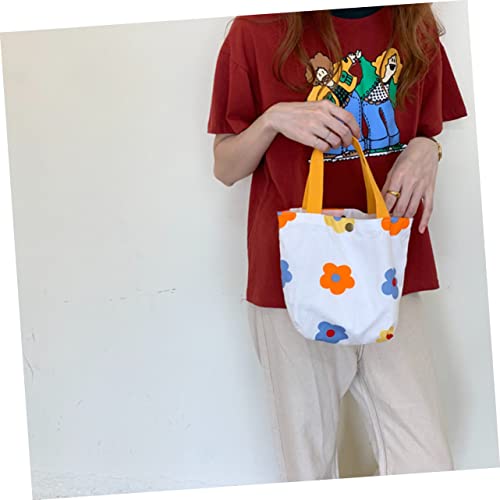 FRCOLOR Mini Canvas Tasche mit Floralem Muster Kleine Handtasche aus Strapazierfähigem Baumwoll leinen stoff Geräumige Umhängetasche für Mädchen Modische Stofftasche mit Großem von FRCOLOR