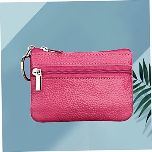 FRCOLOR Mini -Handtasche kleines Kartenetui Münzhalter aus PU-Leder Kartenhalter für Damen kleines Reiseportemonnaie Geldbörse mit Clip Münzbeutel für Damen Rosy von FRCOLOR