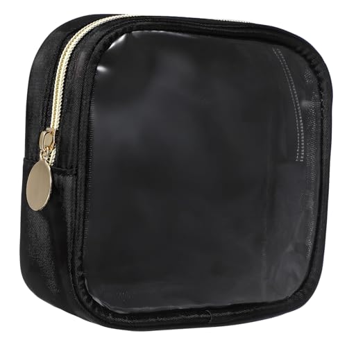 FRCOLOR Mini-Kosmetiktasche einfach kleine Schminktasche Beutel Kosmetiktaschen Make-up-Reisetasche Makeup Tasche winzige Make -up -Tasche Make-up-Taschen Damen Schminktasche PVC Schwarz von FRCOLOR