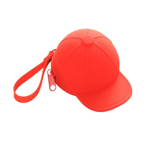 FRCOLOR Mini Münzgeldbörse Baseballmütze aus Langlebigem Silikon Cartoon Design Reißverschluss Kompakt für Münzen Karten und Kleine Gegenstände Farbintensives Rotes Accessoire für Mädchen von FRCOLOR