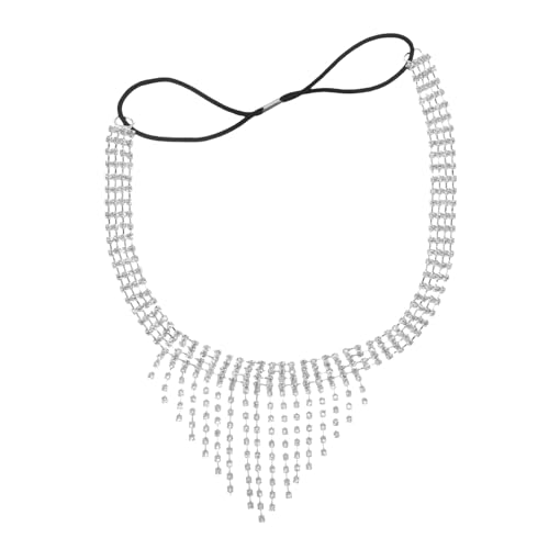 FRCOLOR Modebewusste Damen Strass Quasten Augen Kettenmaske mit Funkelnden Kristallen Elegantes Party und Bühnenaccessoire für Maskerade Karneval und Nachtclub Silberfarbener Schmuck für von FRCOLOR