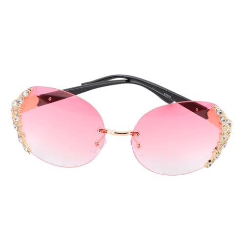 FRCOLOR Modische Damen Sonnenbrille mit Funkelnden Kristallen Randloses Design Leichte Party und Strandbrille in Gold Rosa Farbverlauf Langlebig und Stylisch für Outdoor Aktivitäten FRCOLOR Modische Damen Sonnenbrille mit Funkelnden Kristallen Randloses Design Leichte Party und Strandbrille in Gold Rosa Farbverlauf Langlebig und Stylisch für Outdoor Aktivitäten von FRCOLOR