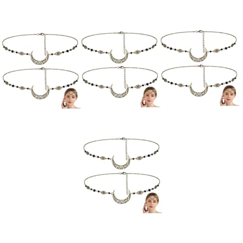 FRCOLOR Mond Kette Mittelalter 8 Stück Vintage Naturstein Wasser Hochzeit Haarschmuck Stirnband Hochzeit Kopfschmuck Vintage Haarschmuck Haarkette Stirnkette Stirnband Hochzeit Haarschmuck Legierung von FRCOLOR