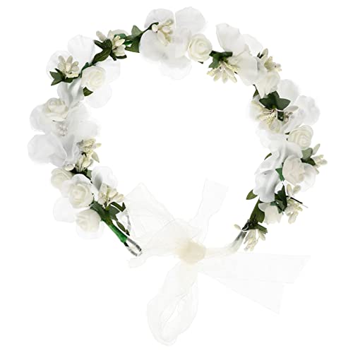 FRCOLOR Mori Brautkranz Blumenkronen Für Damen Haarschmuck Künstliche Blumen Haarband Haarschmuck Für Frauen Haargummis Für Mädchen Blumenmädchen-Haarschmuck Hochzeitskränze von FRCOLOR