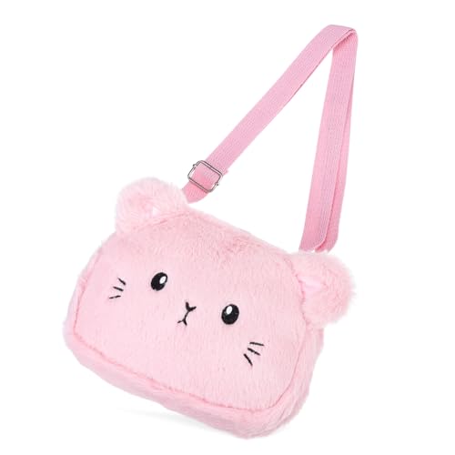 FRCOLOR Plüschtasche Für Mädchen Kawaii Umhängetasche Aus Plüsch Mit Verstellbarem Schultergurt Großes Fassungsvermögen Für Schlüssel Und Taschentücher Mit Zuverlässigem Reißverschluss von FRCOLOR
