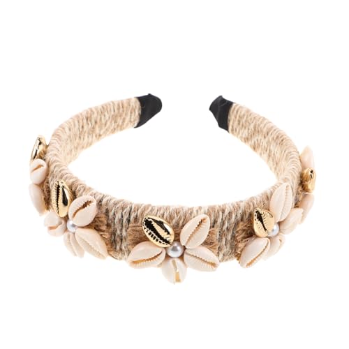 FRCOLOR Muschel-stirnband: Haarband Mit Breiter Krempe, Muschelperlen-kopfbedeckung, Strand-haar-accessoires Für Frauen Und Mädchen, Urlaubsgeschenk von FRCOLOR