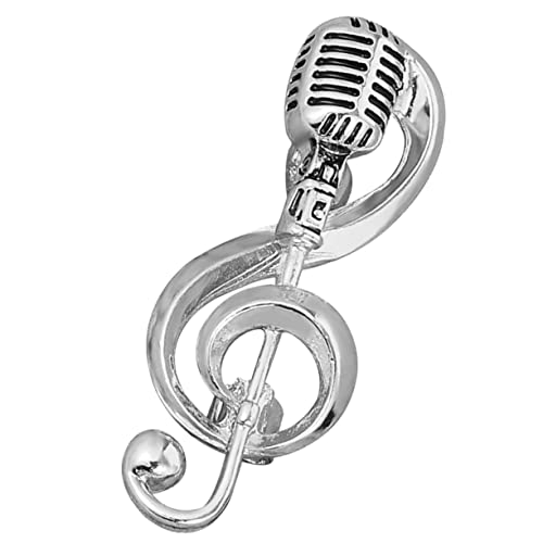 FRCOLOR Musik-Brosche-Schmuck Anstecknadel mit Musiknote Musical Musikstift Mikrofon Brosche Dame Mini-Mikrofon Gitarrennadel modische Kragennadel Lehrerbrosche Legierung Silber von FRCOLOR