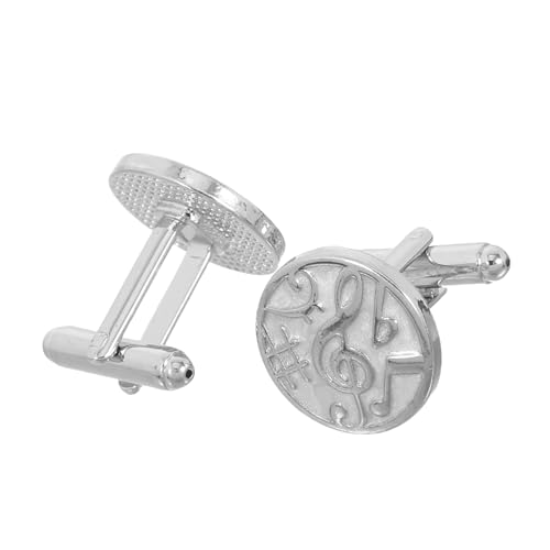 FRCOLOR Musikalische Manschettenknöpfe Rund aus Legierung Dekorative Musiknoten für Herren Vielseitiges Accessoire für Business Hochzeiten Musiker und Festliche Anlässe Langlebig und von FRCOLOR