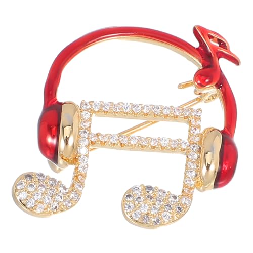 FRCOLOR Musiknoten Anstecknadel mit Kopfhörer Brosche mit Mikrozirkonia Schmucknadel für Anzüge Pullover Schals Stilvolles Accessoire für Musikliebhaber bei Konzerten und Partys von FRCOLOR