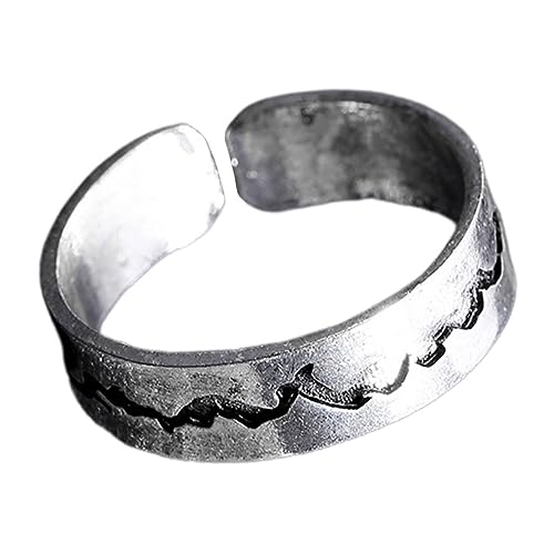 FRCOLOR Nachtleuchtender Verstellbarer Crack ring in Antikem Silber Kreativer Modeschmuck für Damen Einzigartiges Design in Blau grün als Geschenk zu Geburtstag und Hochzeit von FRCOLOR