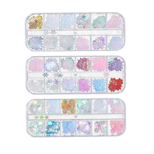 FRCOLOR Nagelkunst-aufkleber 3 Sets Maniküre-schneeflockenscheiben Glänzende Pailletten für Party-dekorationen Nagelkunst- von FRCOLOR