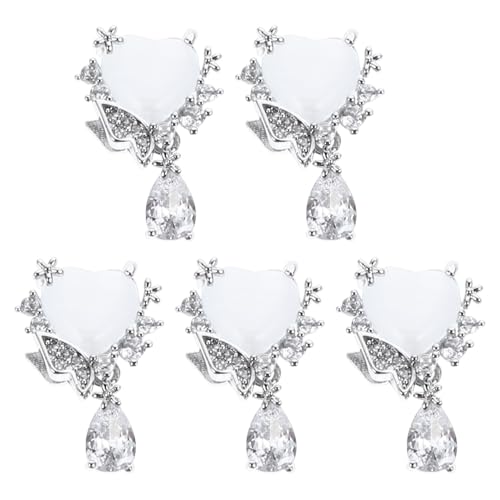 FRCOLOR Nail Art Liebesform 5 Stück Katzenauge Schmetterling Nagel-charms Nagel-kunst-aufkleber Modische Maniküre-patch Silberne Nagel-dekorationen von FRCOLOR