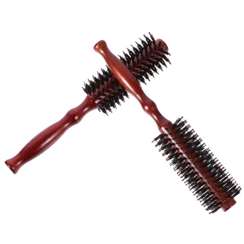 FRCOLOR 2stücke Rundkammbürste Mit Naturborsten Haarbürste Aus Holz Für Trocknen Und Stylen Rundkamm-haarbürste Für Frauen Damen-haarbürste s von FRCOLOR