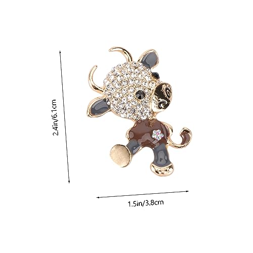 FRCOLOR Niedliche Rinderbrosche mit Strasssteinen Cartoon Anstecknadel für Neujahrsfeier Langlebiges Schmuckzubehör Modisches Accessoire für Jacken und Mäntel von FRCOLOR