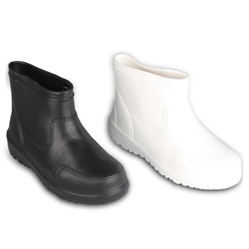 FRCOLOR Niedrige Alkaliresistente Regenschuhe mit Rutschfester Abriebfester Sohle und Dickem Absatz Halbhohe Eva gartenschuhe in Weiß Sicherer Schutz für Damen und Herren bei Nässe von FRCOLOR