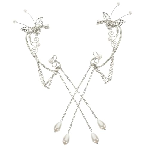 FRCOLOR Non Pierced Ohrclips Damen Ohrschmuck Perlen Design Ohrmanschetten Ohrclips Frauen Teenager Geschenkfest Schmuckaccessoire von FRCOLOR