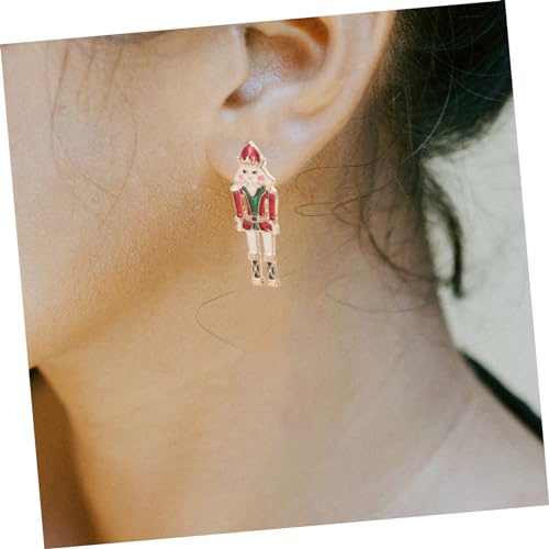 FRCOLOR Nutcracker Ohrhänger Damen Ohrringe Cartoon Design Leichte Metallohrringe Weihnachts Schmuck für Frauen und Mädchen Party Zubehör von FRCOLOR