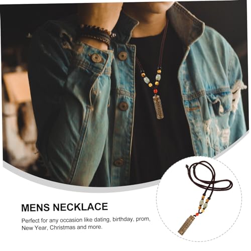 FRCOLOR Offene Kupfer Amulett Halskette für Herren und Damen Geflochtene Seilkette mit Langlebigem Anhänger Modischer Schmuck mit Spirituellem Schutzsymbol Design für Einfaches Tragen von FRCOLOR