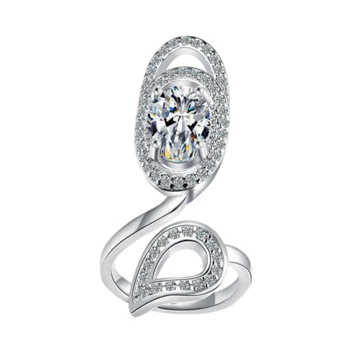 FRCOLOR Offener Fingernagelring Für Damen Verstellbarer Ring Mit Strasssteinen Nagelschmuck-design Für Party Und Alltag Fingerdekoration Platinfarbe von FRCOLOR