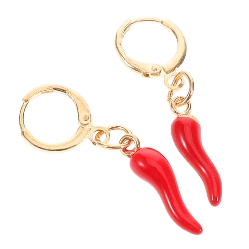 FRCOLOR Ohrringe Mit Rotem Pfeffer Chili-pfeffer-ohrring Creolen Damen Kleine Creolen Chilischote Vorhanden Gemüse-ohrringe Chili-pfeffer-schmuck Pfeffer Ohrringe Legierung von FRCOLOR