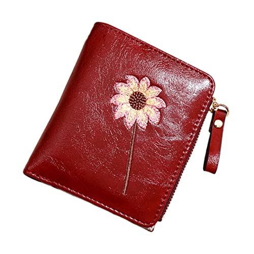 FRCOLOR Faltbare Damen-geldbörse Mit Blumenmuster Kurz Pu-Tasche Reißverschluss Mehrere Positionen Münztasche Wechseltasche Für Bargeld Und Kreditkarten von FRCOLOR