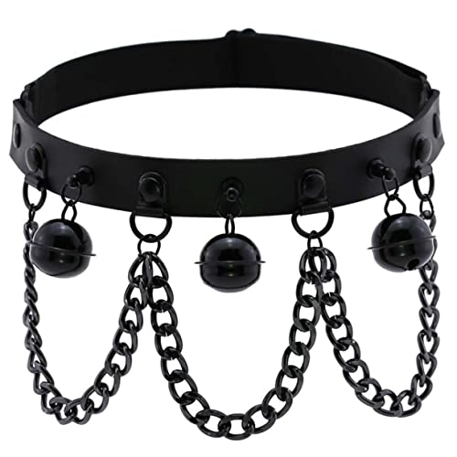 FRCOLOR PU Leg Ring mit Elastischem Band und Metallglocke Verstellbare Gothic Punk Beinschlaufe Stylisches Accessoire für Alltag und Bühne Schwarzer Chic Leg Loop von FRCOLOR