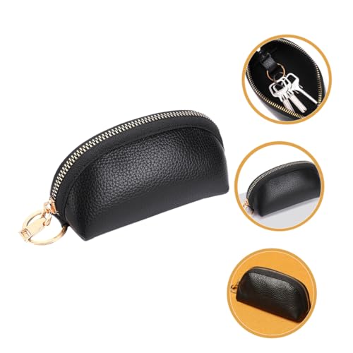 FRCOLOR PU Schlüssel Organizer Etui mit Sicherem Verschluss Kompakte Auto Schlüssel Tasche für Herren Damen Multifunktionale Softkey mit Münzfach Schwarze Schlüsseletui für Unterwegs von FRCOLOR