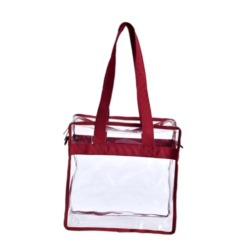 FRCOLOR PVC Schultertasche Transparent Damen Handtasche Strandtasche für Reisen Schule Freizeit Konzerte Geräumige Handtasche Langlebigem PVC in Rot von FRCOLOR