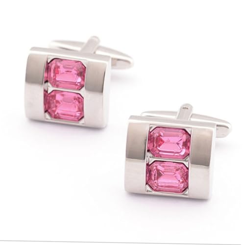 FRCOLOR Paar Französische Manschettenknöpfe Männer Manschettenknöpfe Ärmelknopf Kupfermanschettenknöpfe Manschettenknöpfe aus Kristall Rosa von FRCOLOR